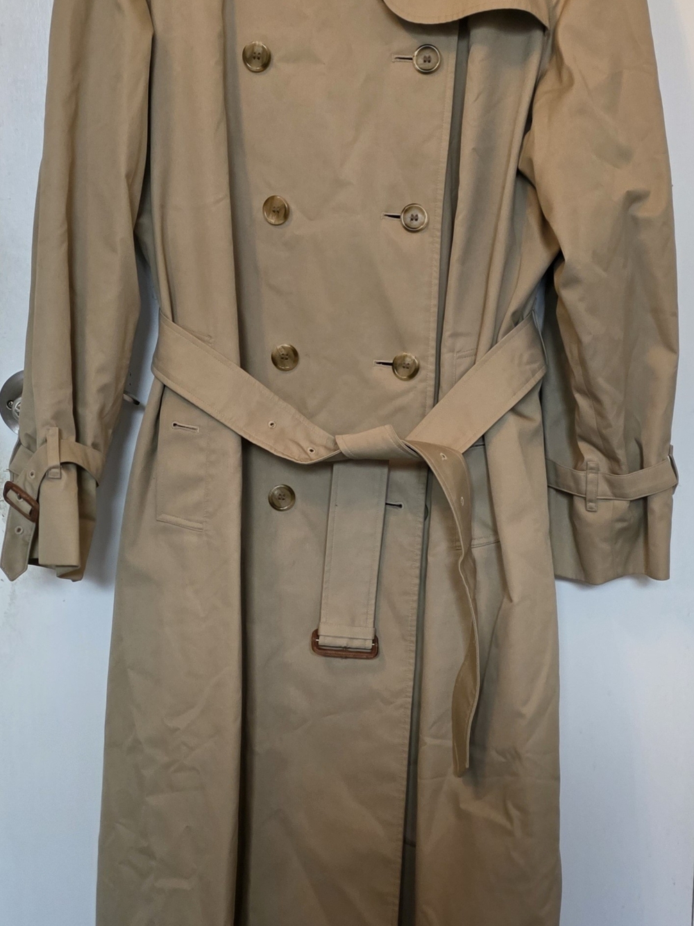 Vintage Burberry Khaki Double-Breasted women's Trench Coat with Belt